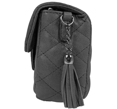 Gesteppte Handtasche "Alessia" mit Applikation | Schwarz