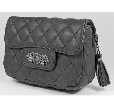 Gesteppte Handtasche "Alessia" mit Applikation | Schwarz