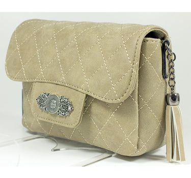 Gesteppte Handtasche "Alessia" mit Applikation | Taupe