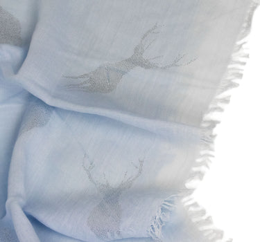 Trachten Halstuch Schal Uni mit Glitter Hirsch | Hellblau