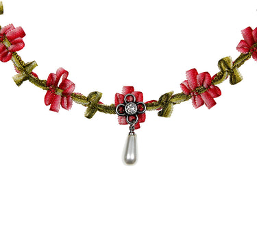 LUISIA Stoffblütencollier "Seraphine" Kropfband mit Perle 48364 | Rot