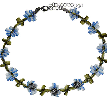 LUISIA® Stoffblütencollier "Seraphine" Kropfband mit Edelweiß 48365 | Blau