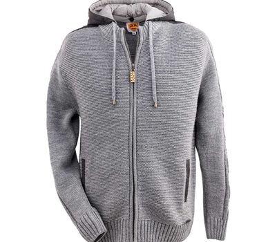 MADDOX Herren Trachten Strickjacke "Bruneck" mit Kapuze | Grau