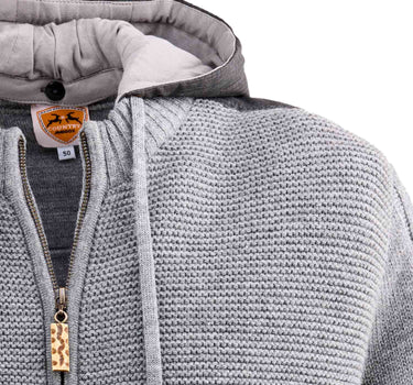 MADDOX Herren Trachten Strickjacke "Bruneck" mit Kapuze | Grau