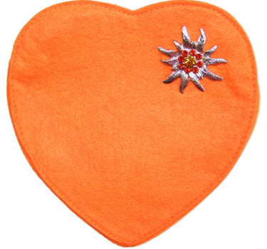 Herz Trachten Handtasche mit Edelweiß | Orange