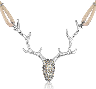 LUISIA Halskette "Nicola" mit Strass Hirschkopf | Hellbraun