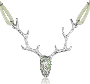 LUISIA Halskette "Nicola" mit Strass Hirschkopf | Lindgrün