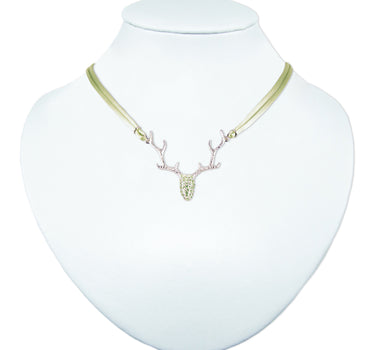 LUISIA Halskette "Nicola" mit Strass Hirschkopf | Hellbraun