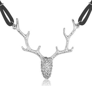 LUISIA Halskette "Nicola" mit Strass Hirschkopf | Schwarz