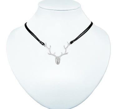 LUISIA Halskette "Nicola" mit Strass Hirschkopf | Schwarz