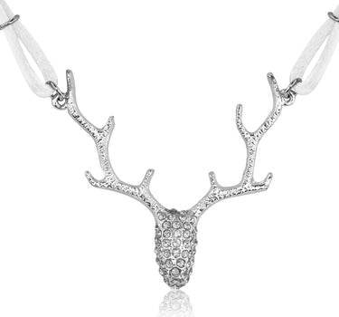LUISIA Halskette "Nicola" mit Strass Hirschkopf | Weiß