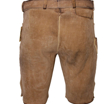 MADDOX Kurze Herren Lederhose "Hopfensee" mit Gürtel | Antik Creme