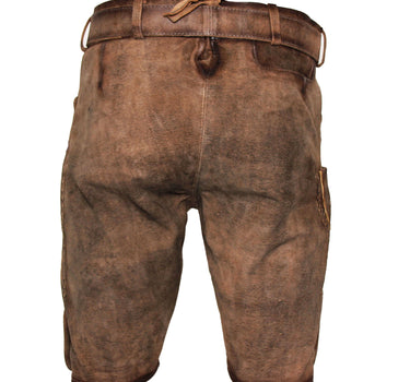 MADDOX Kurze Herren Lederhose "Horn" mit Gürtel | Antik W. Stein