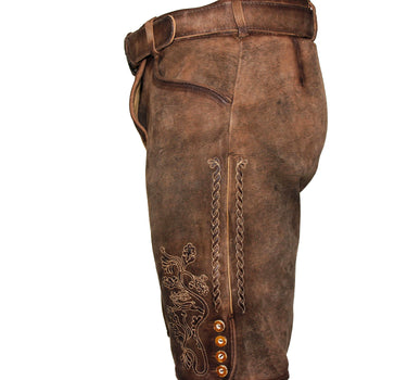 MADDOX Kurze Herren Lederhose "Horn" mit Gürtel | Antik W. Stein