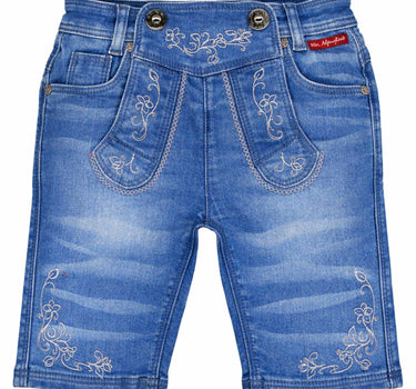BONDI Mädchen Trachten Jeans Bermuda Hose 26087 | Blue Denim