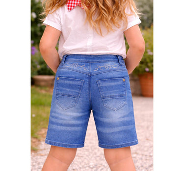 BONDI Mädchen Trachten Jeans Bermuda Hose 26087 | Blue Denim