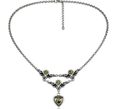 LUISIA Halskette "Isabel" mit Premium Kristall Herz | Olivgrün