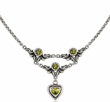 LUISIA Halskette "Isabel" mit Premium Kristall Herz | Olivgrün
