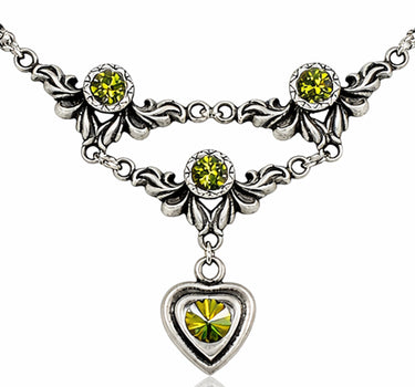 LUISIA Halskette "Isabel" mit Premium Kristall Herz | Olivgrün