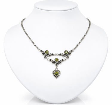 LUISIA Halskette "Isabel" mit Premium Kristall Herz | Olivgrün