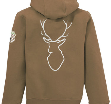 Isar-Trachten Kapuzenjacke für Kinder 57301 | Sweatjacke Berber Braun