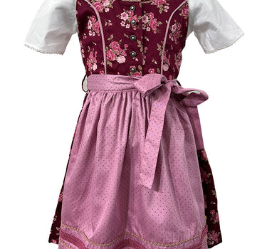 Isar-Trachten Kinder Dirndl "Emma" 3-tlg. mit Bluse 63102 | Beere Rosa