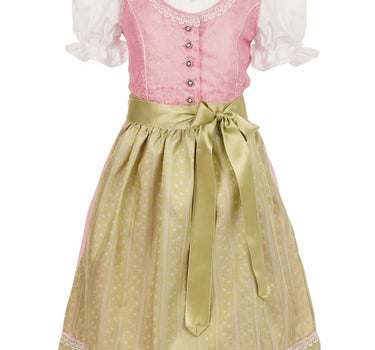 Isar-Trachten Kinder Dirndl "Prinzess" 3-tlg. mit Bluse 43102 | Festlich - Rosa Grün