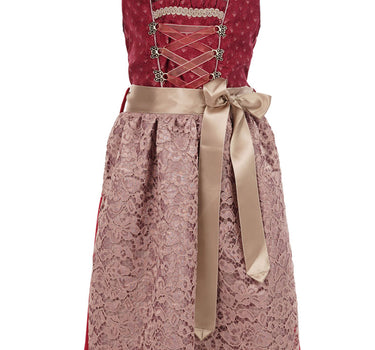 Isar-Trachten Jugend Dirndl "Vanessa" Spitzenschürze 64641 | Bordeaux Altrosa