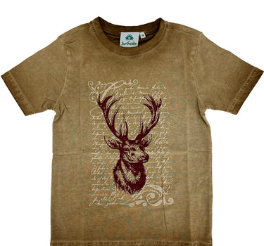 Isar-Trachten Jungen T-Shirt mit Hirschmotiv 52780 | Braun