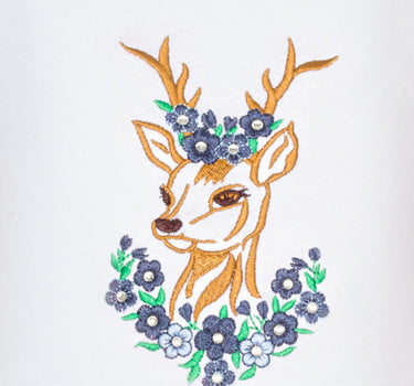 Isar-Trachten Mädchen T-Shirt "Reh" mit Stickerei 52765 | Weiß Blau