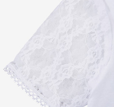 Isar-Trachten Mädchen T-Shirt mit Spitzenärmeln 52730 | Weiß