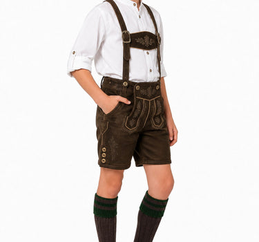 Jungen Trachten Kniestrümpfe mit Zopfmuster 35650 | Braun Grün