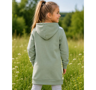BONDI Mädchen Kapuzenkleid Hoodiekleid "Horse Love" 36215 | Oliv Grün