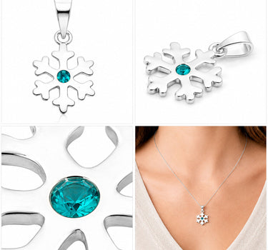 LUISIA Kettenanhänger Schneeflocke mit Kristall von Swarovski® | 925 Sterling Silber | Blau