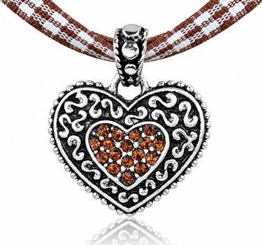 LUISIA® Kinder Halskette "Kariert mit Herz" mit Kristallen von Swarovski® | Braun