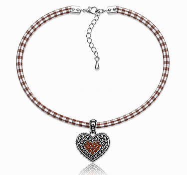 LUISIA® Kinder Halskette "Kariert mit Herz" mit Kristallen von Swarovski® | Braun