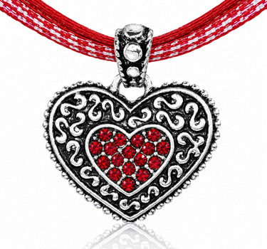 LUISIA® Kinder Halskette "Kariert mit Herz" mit Kristallen von Swarovski® | Dunkelrot