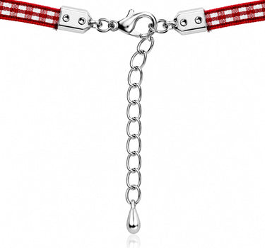 LUISIA® Kinder Halskette "Kariert mit Herz" mit Kristallen von Swarovski® | Dunkelrot