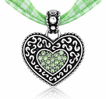 LUISIA® Kinder Halskette "Kariert mit Herz" mit Kristallen von Swarovski® | Hellgrün