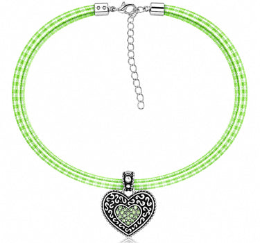 LUISIA® Kinder Halskette "Kariert mit Herz" mit Kristallen von Swarovski® | Hellgrün
