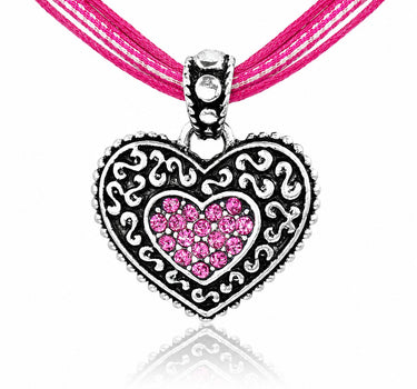 LUISIA® Kinder Halskette "Kariert mit Herz" mit Kristallen von Swarovski® | Pink