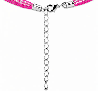 LUISIA® Kinder Halskette "Kariert mit Herz" mit Kristallen von Swarovski® | Pink