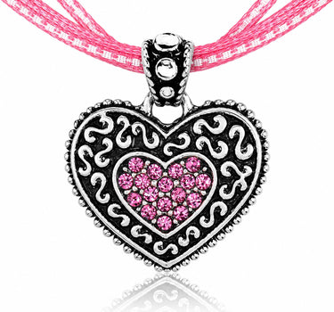 LUISIA® Kinder Halskette "Kariert mit Herz" mit Kristallen von Swarovski® | Rosa
