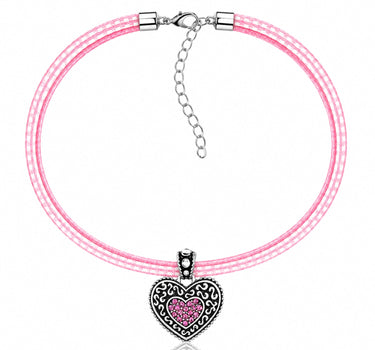 LUISIA® Kinder Halskette "Kariert mit Herz" mit Kristallen von Swarovski® | Rosa