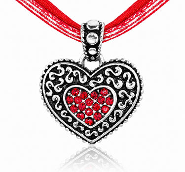 LUISIA® Kinder Halskette "Kariert mit Herz" mit Kristallen von Swarovski® | Rot