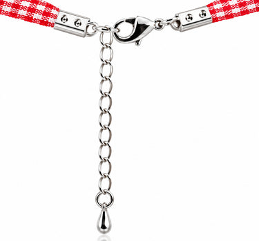 LUISIA® Kinder Halskette "Kariert mit Herz" mit Kristallen von Swarovski® | Rot