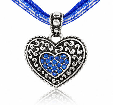 LUISIA® Kinder Halskette "Kariert mit Herz" mit Kristallen von Swarovski® | Royalblau