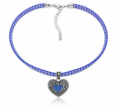 LUISIA® Kinder Halskette "Kariert mit Herz" mit Kristallen von Swarovski® | Royalblau
