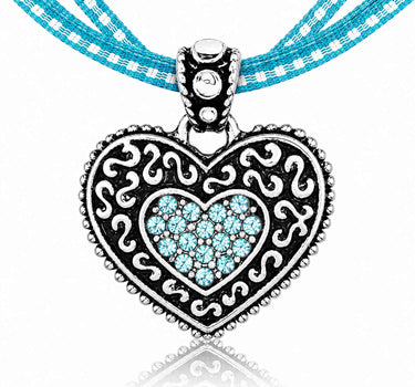 LUISIA® Kinder Halskette "Kariert mit Herz" mit Kristallen von Swarovski® | Türkis