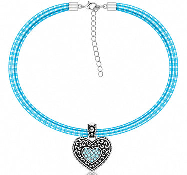 LUISIA® Kinder Halskette "Kariert mit Herz" mit Kristallen von Swarovski® | Türkis